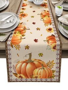 Table Runner Autumn Pumpkin Maple Leaf Christmas Table Runner Wedding Decoration Linen Dining Table Runner Christmas Decoration 230815