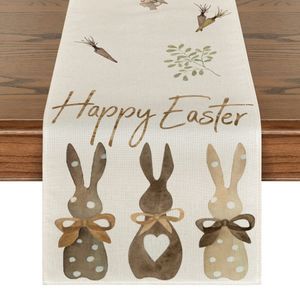 Table Runner Carrots Rabbit Bunny Happy Easter with Placemat Spring Summer Seasonal Holiday Kitchen Dining Decortion 230327