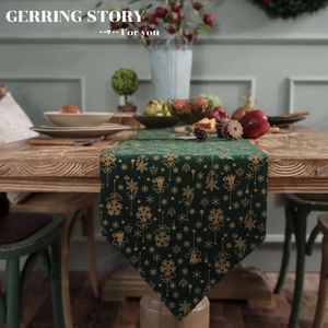 Chemin de Table Gerring, décoration de noël pour la maison, drapeau rouge, thé américain, meuble TV, lin, nappe de campagne verte, 231122