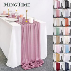 Table Runner Sheer Chiffon Luxury Solid Colorful Blue Rustic Boho Wedding Party Bridal Shower Birthday Home Christmas Decoration 231121