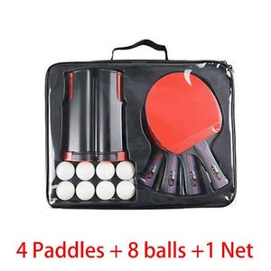 Raquetas de tenis de mesa Juego de raquetas de goma de doble cara profesional con 4 paletas de ping pong 1 red 8 bolas bate de pingpong 230113