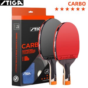 Table Tennis Raquets STIGA CARBO 6 Star Table Tennis Racket 5 Wood 2 Carbon Ping Pong Paddle for Advanced Fast Attack Non-sticky pimples-in Rubbers 230923