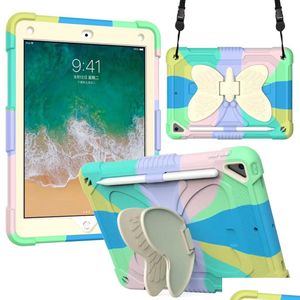 Tablet PC Cases Sacs Colorf Butterfly Bracket Case Protective Three Proof Inclusive Sil for iPad Mini 6 Pro 11 Pro9.7 Air2 3 4 TAB DHMA6