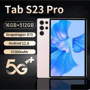 Tablet PC New S23 Pro Android12 Global Versión 12GB 512GB Snapdragon888 5G Tarjeta SIM dual Wifi HD 4K Pad 10000mAh Netbook Drop entrega OTDPC