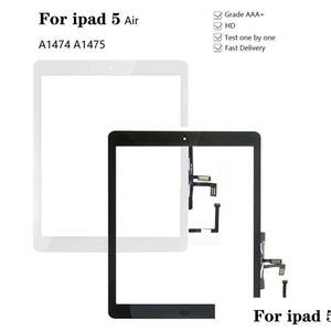 Écrans de tablette PC Nouveau pour iPad Air 1 5 Touch Sn Numériseur et bouton d'accueil Panneau d'affichage en verre avant Remplacement A1474 A1475 A1476 Drop Otspn