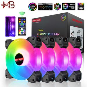 Tablet PC Stands Coolmoon 120mm Ventilador de refrigeración RGB Ventilador Cooler 6PIN Mute para la caja de la computadora Chasis DIY Ajuste 5V Aura Sync Music W221019