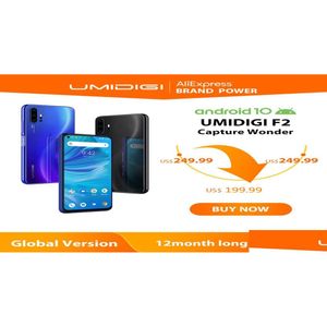 Tablet PC Umididigi F2 Téléphone Android 10 Global Version 653quot FHD 6 Go 128 Go 48MP AI Quad Camera 32MP SELIE HELIO P70 Phone 5150mAH OT60P