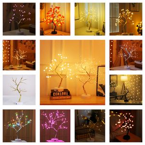 Guirlande lumineuse à LED pour bonsaï de table, lampe de table à fleurs, alimentée par USB ou à piles, pour chambre à coucher, bureau, fête de Noël, décoration d'intérieur, cadeau luciole