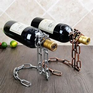 Casier à vin de table Suspension magique chaîne en fer une bouteille présentoir support cuisine salle à manger cave bar décoration 231213