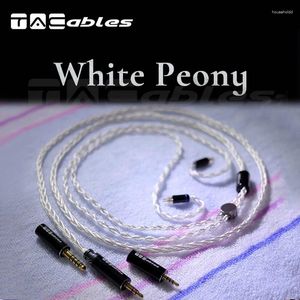 Câble modulaire Tacable White Peony 3 à 1 câble OCC plaqué argent Litz.0,78 Fiches MMCX.multifonctions 3,5 2,5 4,4