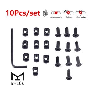 Jeu de vis de remplacement tactique à écrou en T M-LOK, 10 pièces, pour fusil Airsoft AR15 M4 MLOK, Sections de Rail, accessoires pour armes de chasse