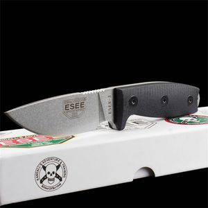 Tactical ESEE-3 Rowen Small Straight Couteau Blade lavé G10 Gandage de chasse militaire en plein air avec Kydex pour hommes Collector Gift Edc Camp Tool 15017 15002