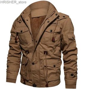 Chaquetas tácticas Chaquetas de invierno Abrigo grueso de felpa con capucha para hombre Otoño Algodón táctico grande Ropa de trabajo mediana y larga Bomber Abrigos tácticosL231218