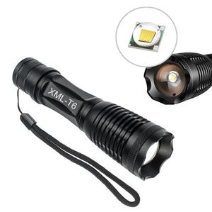 Lampe de poche LED tactique Rechargeable Zoom Chasse Lampe de poche Torche Meilleures lampes de poche Chasse en plein air Spot Light Lamp avec chargeur de batterie