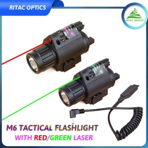 Lampe de poche tactique M6 LED avec ensemble de visée Laser puissant 5mW, Combo pour la chasse à la carabine et les Sports de plein air