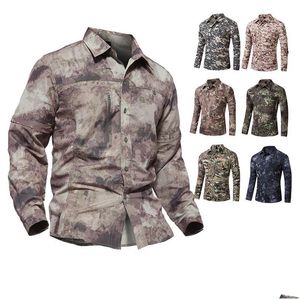 Chemises tactiques Chambre de chasse à la chasse à l'extérieur Robe de bataille Uniforme Camo BDU Armée de combat Camouflage sèche rapide NO05-109 DROP D OTMW3