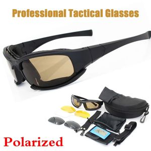 Tactical Sunglasses 4 Lens Tactical Goggles Outdoor Polarized Climbing Cycling Fishing Sports Glasses Windproof Dustproof Safety Protective Eyewear 230905