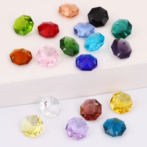 Étiquettes 12/14/16mm K9, perles octogonales en cristal, deux trous, lustre en verre, accessoires pour rideaux, livraison gratuite, attrape-soleil, bricolage, vente en gros