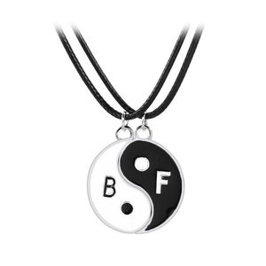 Colliers de Couple Tai Chi pour femmes et hommes, ami Yin Yang, pendentifs appariés, breloques, chaîne tressée, Bracelet de Couple, 1 ensemble