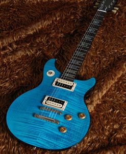 TAK MATSUMOTO Doble Cutway Aqua Blue Flame Maple Top de guitarra eléctrica Bloque de abalona INACHA ANDICIA DEL CUERPO NEGRO4381796