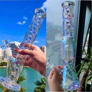 Bong alto Bongs de agua de vidrio IRIDISCENTE Cachimbas burbujeador downstem perc pipas para fumar plataformas de vidrio con recipiente de 14 mm