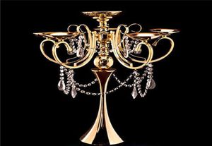 Grand lustre candélabre en métal à 5 bras, bougeoir votif doré, centre de Table de mariage, décorations, fournitures 4351849