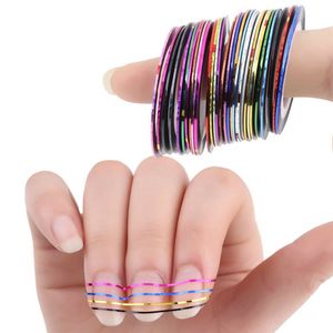 Tamax 10 unids/pack cadena de uñas de astilla dorada 10 colores multicolor rollos de colores mezclados línea de cinta de rayas decoración de uñas pegatina punta de uñas DIY