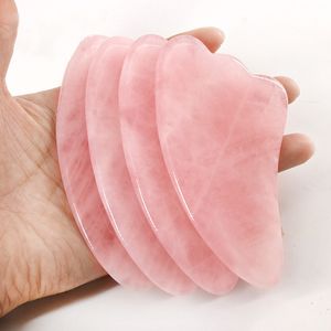 Tamax JD015 Cuarzo rosa rosa Jade Guasha Tablero Raspador de piedra natural Chino Gua Sha pad