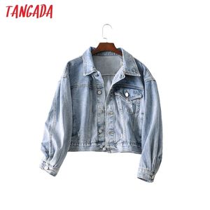 Tangada mode femmes surdimensionné denim jeans vestes garçon ami style poche poches décontractées manteau de culture hauts AI30 201029