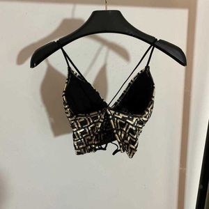 Tanques Camisoles Tanques Diseñador mujeres sexy bikini terciopelo camisola sujetador doble F letra impresión belleza espalda vendaje lencería marca mujeres