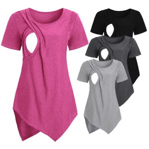Tanks Femme Blouse Maternity Casual Soft Nursing Tops Tshirt Summer Souéve Vêtements enceintes allaitement allaitement