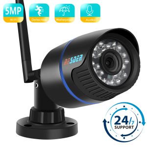 Tape Besder 5MP Sécurité audio IP Camera Vision nocturne sans fil CCTV Surveillance Outdoor Wifi Camera avec SD Card Slot Max 128GBICSEE