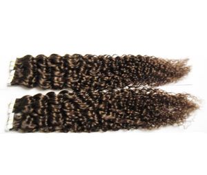 Extensions de cheveux humains à bande adhésive 40 pièces cheveux bouclés crépus européens fabriqués à la Machine cheveux Remy sur bande adhésive trame de peau Invisible 100g8481597