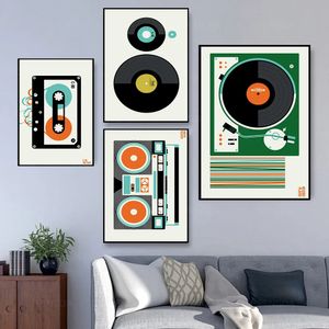 Tape Record Deck Canvas Painting Cassette Player Pop Posters e impresión Art Wall Music Modern Game Boy Room Wall Decor Wo6