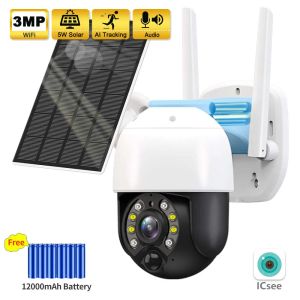 Tape Solar Pannel IP Camera WiFi 3MP 4G Video Surveillance Security Protection 7/24 Long Standby Mini HD Monitor AI Detection ICSEE