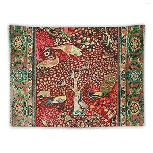 Tapices Alfombra persa antigua Pájaro Árbol Flores Ca.1600 Tapiz estampado decoración de pared colgante decorativo habitación estética