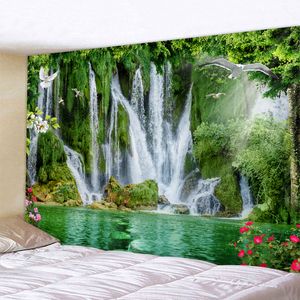Tapestries Beautiful nature waterfall tapestry forest print seascape hippie wall hanging bohemian wall tapestry mandala wall decoration 230923