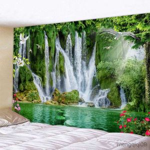 Tapestries Beautiful nature waterfall tapestry forest print seascape wall hanging decoration R230706