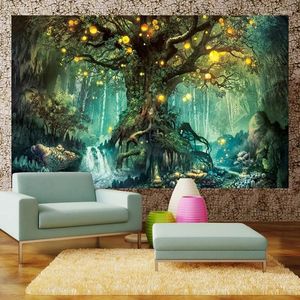 Tapisches Home Decor Type 150x130 Toile d'art moderne Plante fantastique forêt magique 3D Mur d'imprimerie suspendue Tapestry