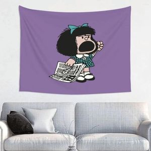 Tapisseries Mafalda protestant pour la literie, tapisserie murale Hippie de dessin animé classique, décoration de maison