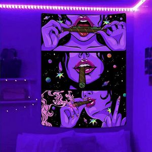 Tapisseries Trippy Hippie Tapisserie Tenture murale Cool Girl Anime Chambre Chambre Décor Esthétique Maison