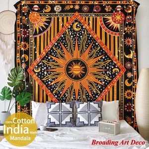 Tapices universo Mandala Mandala Cotton Screen Impresión 210x230cm Tapestry Wall colgando a mano en India dormitorio boho deco colatálago de playa