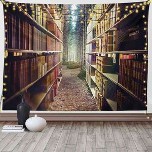 Tapestry Bookshelf Tapestry Abstract Design Vintage Library Forest Academic The
