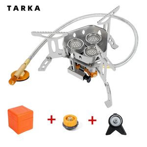 TARKA 3 Heads Gas Stove Tourist Camping Burners Folding Backpacking Furnace 5800W Outdoor Hiking Picnic BBQ Cooking Equipment 240118