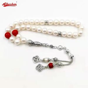 Tasbih Perles d'eau douce naturelles 100% authentiques perles rouge agates musulmanes islamiques bijoux jowrie collier accessoires arabes 240415
