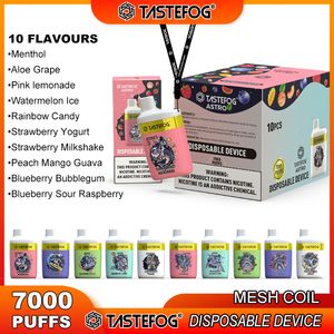 Tastefog Astro 7000 Puff Jetable Vape Box Mesh Coil 16 ml Stylo Style E Cigarette 10 Saveurs En Gros