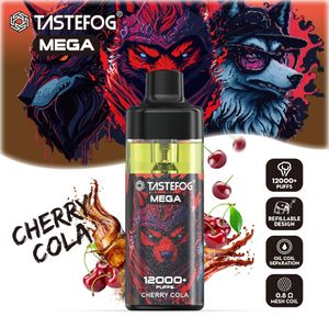 Tastefog Mega 12000 bouffées OEM de gros rechargeables et rechargeables Vape E-Cigarette avec lampe de poche LED