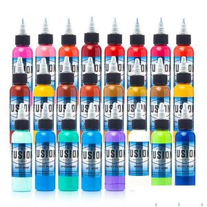 Tintas para tatuajes Fusion 16 Conjunto de tinta de color Pigmento Suministros permanentes 30 ml Entrega de gotas Salud Belleza Tatuajes Arte corporal Dh7Yf