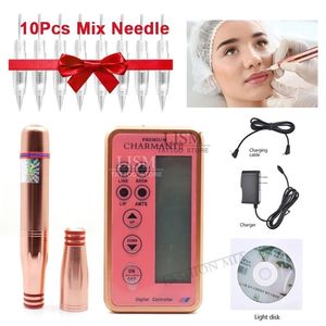 Machine à tatouer Charmant Kit Stylo rotatif numérique professionnel avec aiguille à cartouche de 8 mm pour le maquillage permanent des sourcils 230425