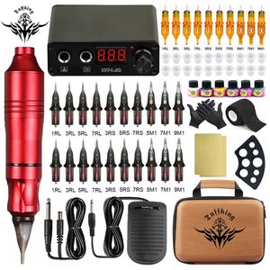 Kit de machine à tatouer pistolet rotatif avec cartouche aiguille peinture encre maquillage permanent pour l'art corporel 221014